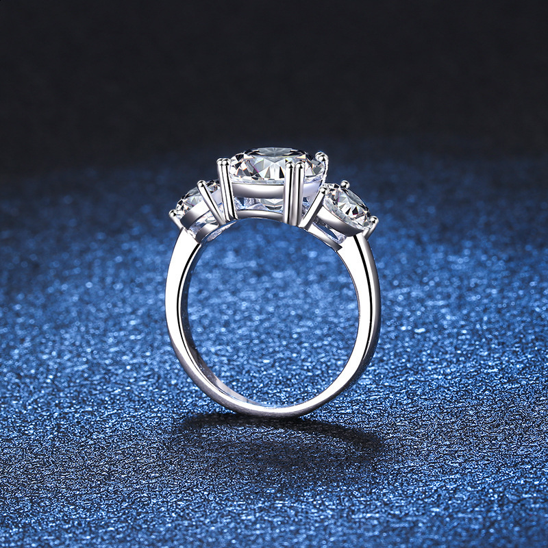 S925 Sterling Silver Ring womens ring plated with Sansheng stone ring straight