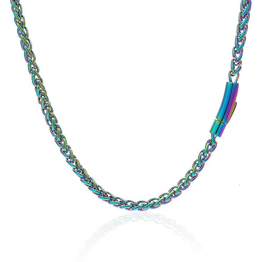 6mm hip-hop necklace with gold-plated stainless steel chain, rose gold and sier dragon bone chain