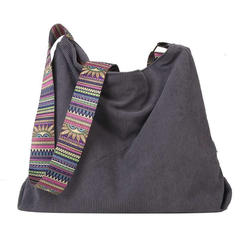 Women Corduroy Shoulder Bag Large Handbag Big Casual Tote Canvas Lining Solid Cloth Purse Zipper Crossbody Messenger Bags