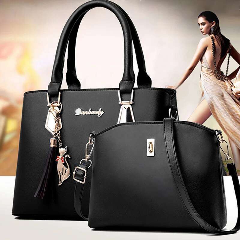 2 Pcs/Set Women's Handbag Exquisite Pendant PU Shoulder Bag For Women