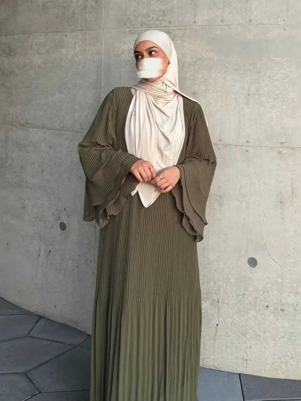 Eid Muslim Dress for Women Pleated Flare Slve Jalabiya Kaftan Islam Vestidos Arab Long Robe Ramadan Morocco Dubai Abayas 2024 X250514