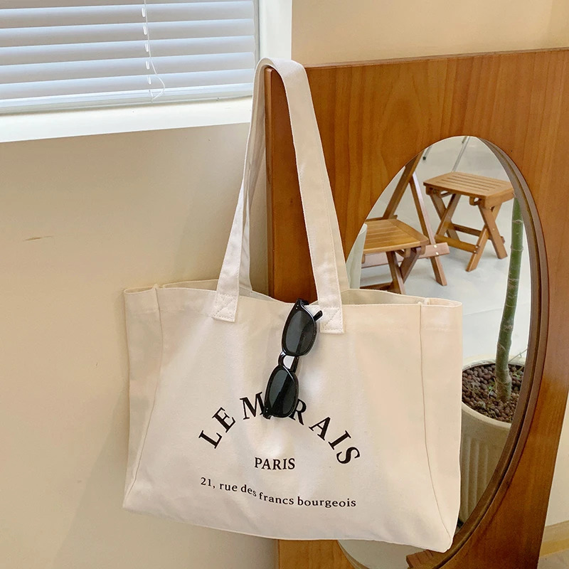 Wholesale Custom Printed 100pcs Cotton Canvas Bags with Wide Handles Reusable Tote Grocery Shopping Bag Big Capacity 250514