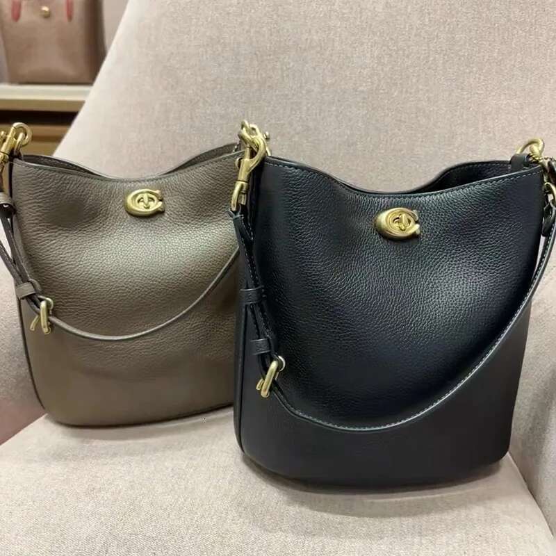 Bucket Soft Strap Lychee Pattern Hand-Held One Shoulder Crossbody Simple Women's Bag 250515
