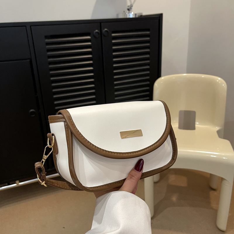 Free Delivery Designer Bag Splicing Texture Versatile Ins Commuting Shoulder Crossbody Women 2025 New Niche Small Square For Spring And Summer Luxury 