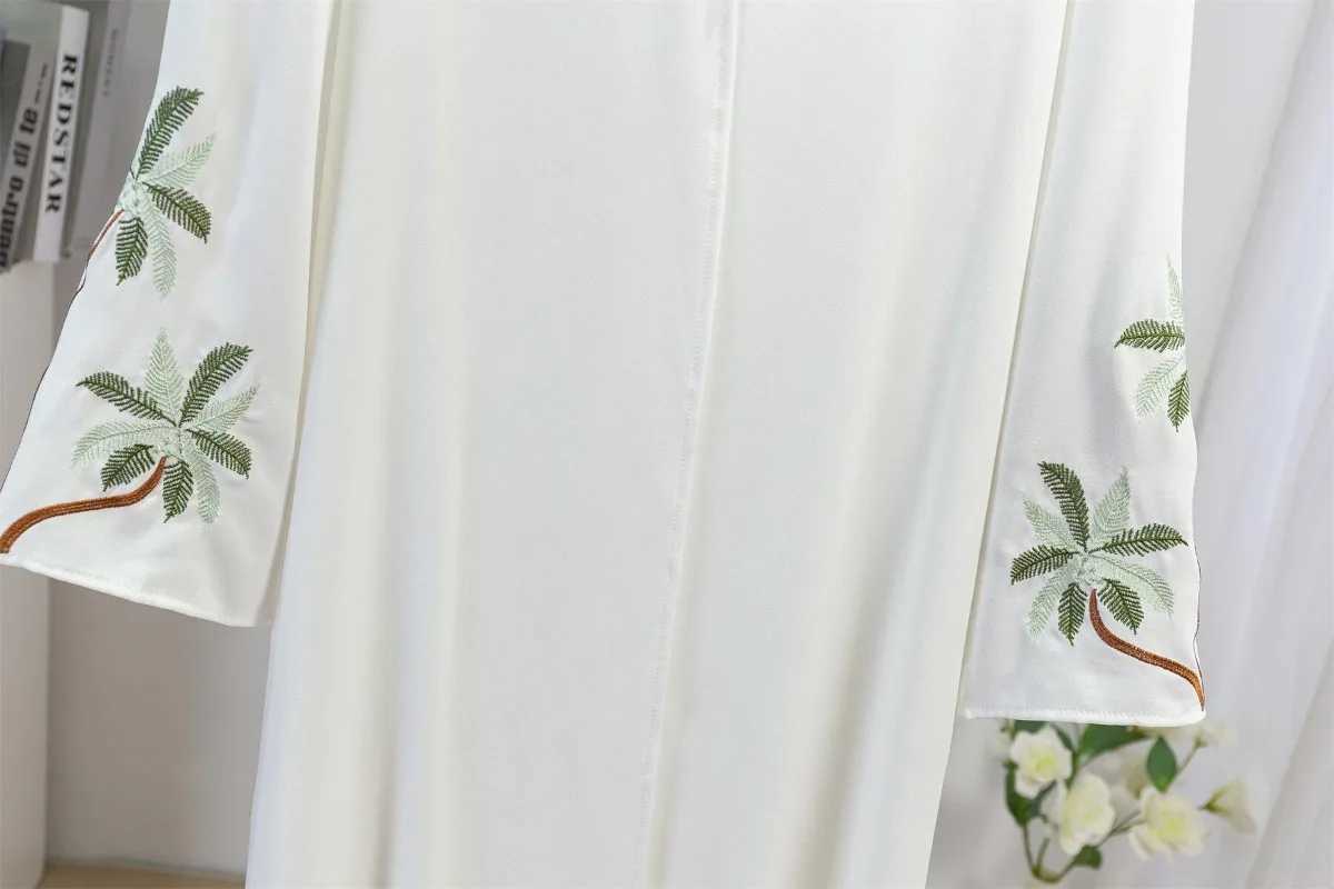 Embroidery Open Front Abaya Muslim Long Slve Maxi Length Dresses Womens Islamic Clothing women Abayas Muslim Kaftans Jilbabs X250514