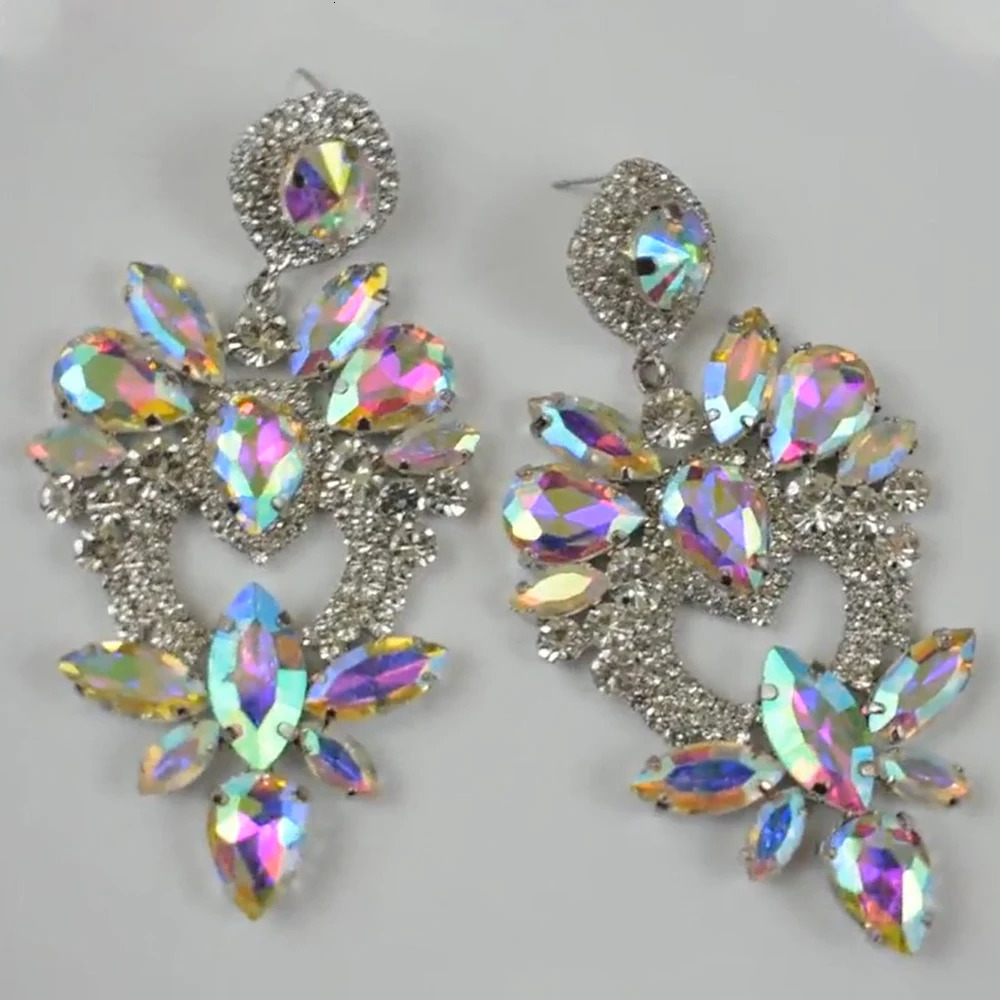 Stonefans Rhinestone Chandelier Earrings for Women Crystal Queen Accessories Statement Dangle Earrings Large Jewelry 250514