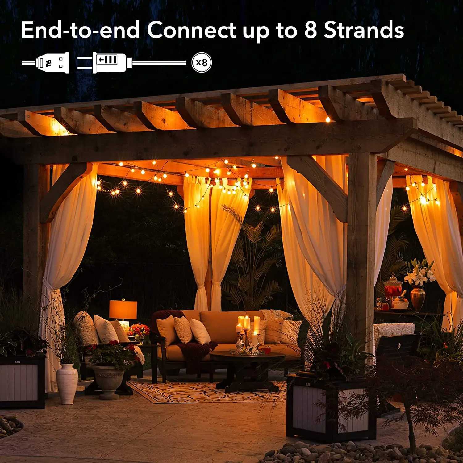 Mexllex G40 LED Globe String Lights Outdoor with Plug Plastic Waterproof Bulbs For Christmas Party Garden Decorate Garland Lamp Z250514
