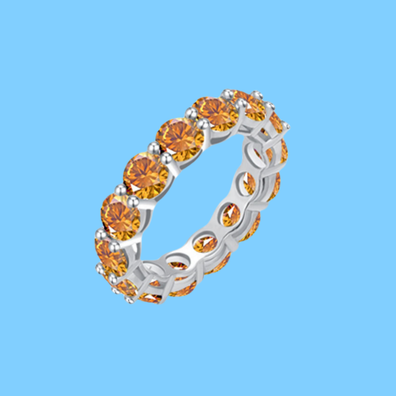 S925 sterling silver full circle 0.5CT colorful Moissanite fashionable artificial diamond band ring Fashionable individual best-selling style jewelry 