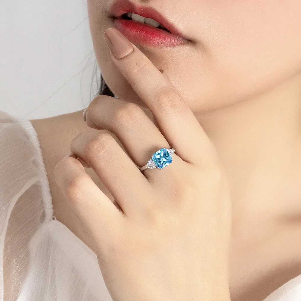 925 Sterling Silver Blue Zircon Engagement Rings For Women Elegant Luxury Fine Jewelry Wedding Accories JewelleryXJ250514