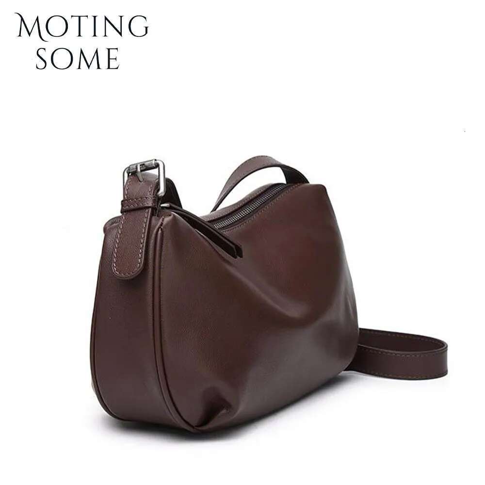 Motingsome Frist Layer Cowhide Handbag Women Saddle Purse Shoulder Fashion Satchel Lady Daily Bags Black Tote 2024 250515 250515 250515