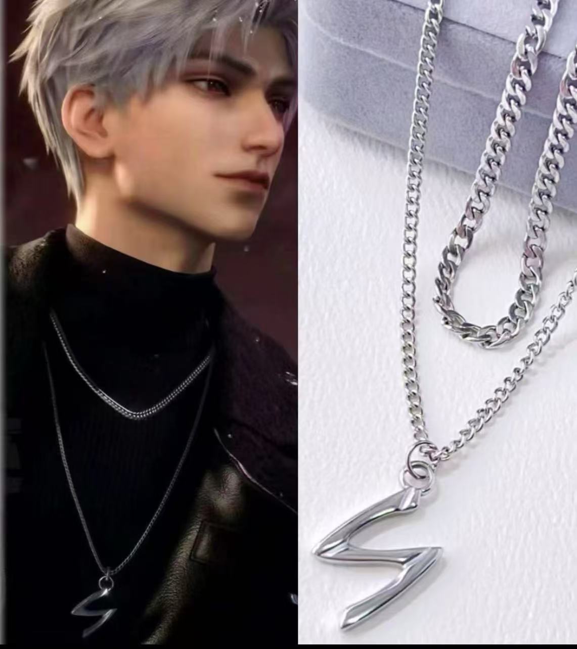 This titanium steel game peripheral necklace is made of solid stainless steel engraved with non-fading color, the same style as "Love and Deep Sp