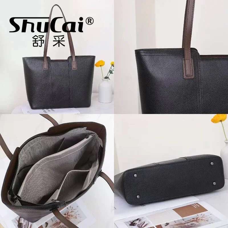 Genuine Leather Handbags High Quality Girls Vintage Fashion Large Capacity Travel Shopping Leisure Shoulder Bags