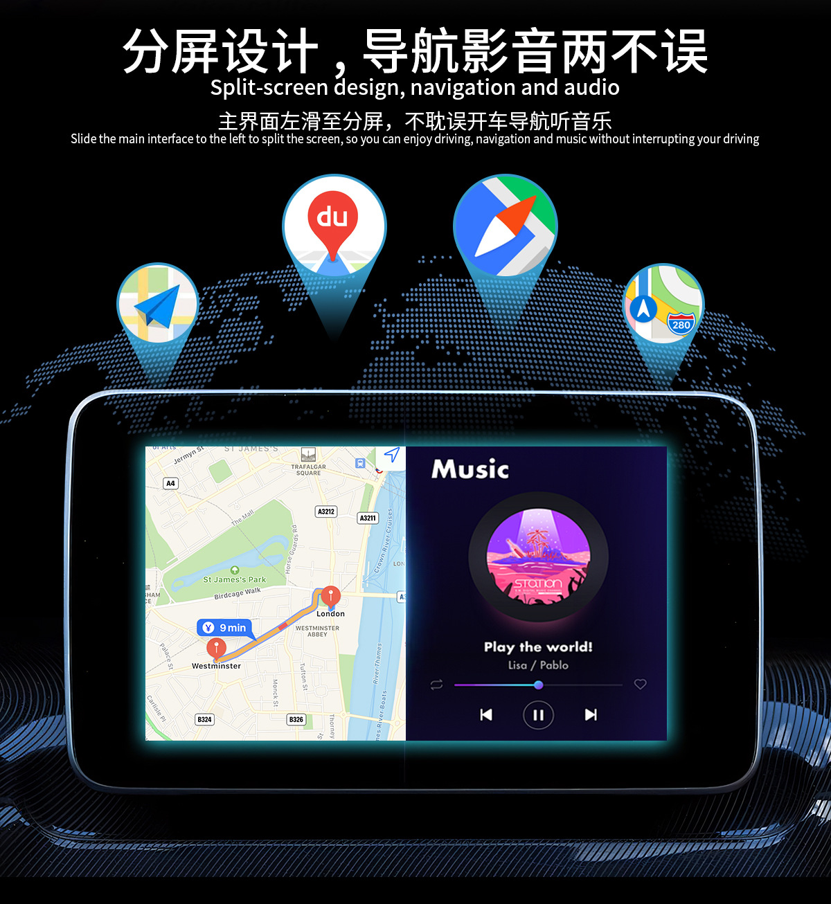 BY-961S Android 10 Wireless CarPlay/Android Auto AI Box HDMI Input Open-System 2+32GB Global Language Support Car AI box factory OEM