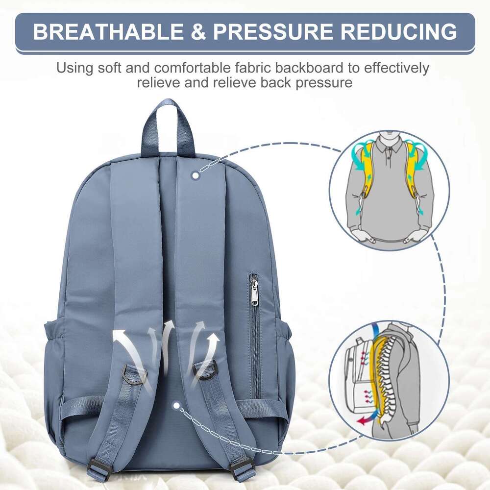 Women Men Laptop Waterproof Bookbag Nylon Fashion Boy Girl Travel Shoulder Bag, High School Backpack For Teens