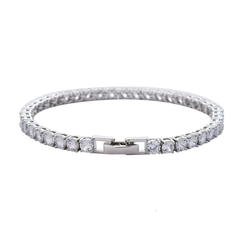 Copper Easy Buckle Chain Tennis 3mm 4mm 5mm Zircon Single Row Hip Hop Bracelet