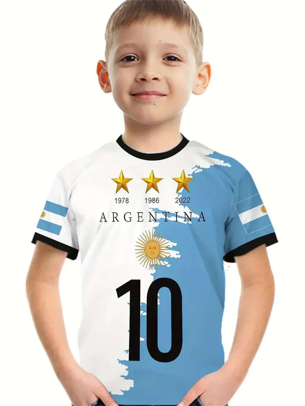Argentina Flag 3D Print Boy Short Sleeve Tees Boys Clothes Children's Clothing Fashion Graphic T Shirts Casual Baby T-Shirts