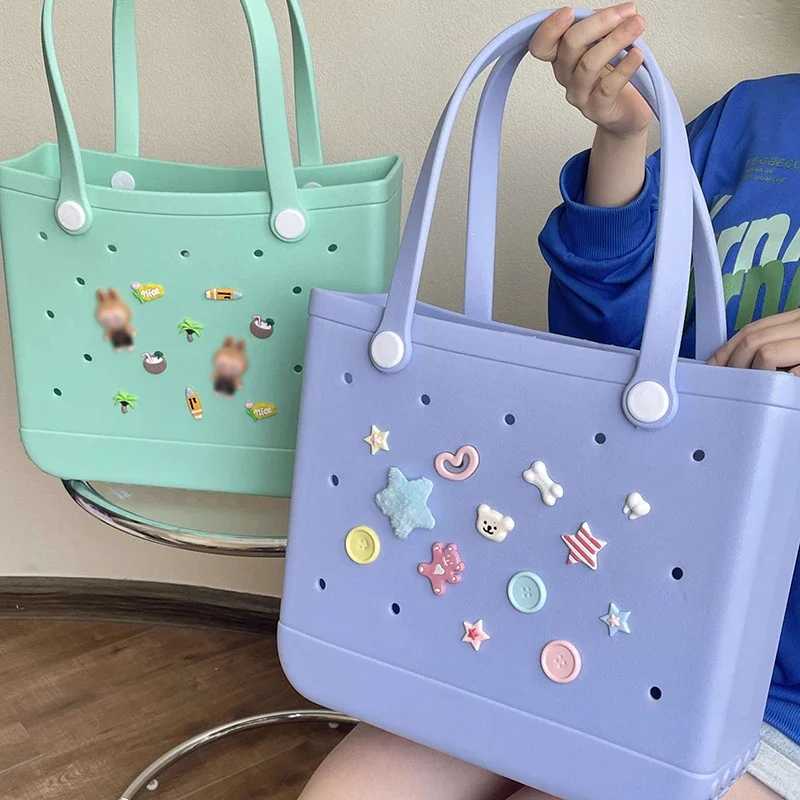 EVA Beach Waterproof Summer Storage Basket for Outdoor Travel Picnic Bag Women Shopping Tote Bag Rubber Handbag Z250514