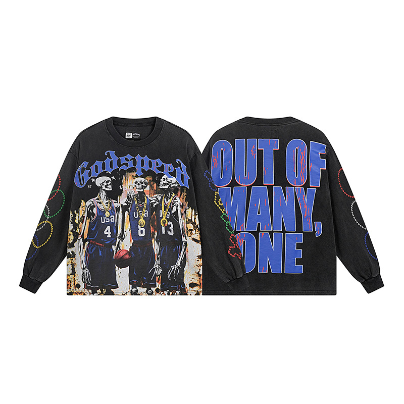 Men's Hoodies Harajuku Classic Character Graphic Print Godspeed Oversized Crew Neck Sweatshirt Gothic Brown Long Sleeves Men Women Autumn