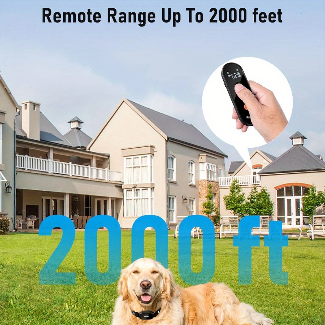 2000FT Rechargeable Dog Training Collar - Waterproof Electric Dog Shock Collar with Remote Range, 3 Training Modes for 5-120lbs Small Medium Large Dog