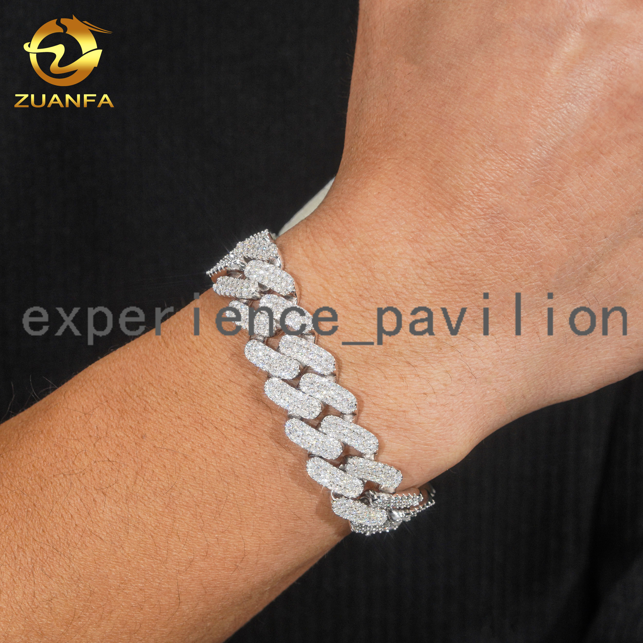 Wholesale 925 Sterling Silver VVS Moissanite Diamond Iced Out 16mm 3 Rows Diamond Cuban Link Chain Necklace Cuban Bracelet