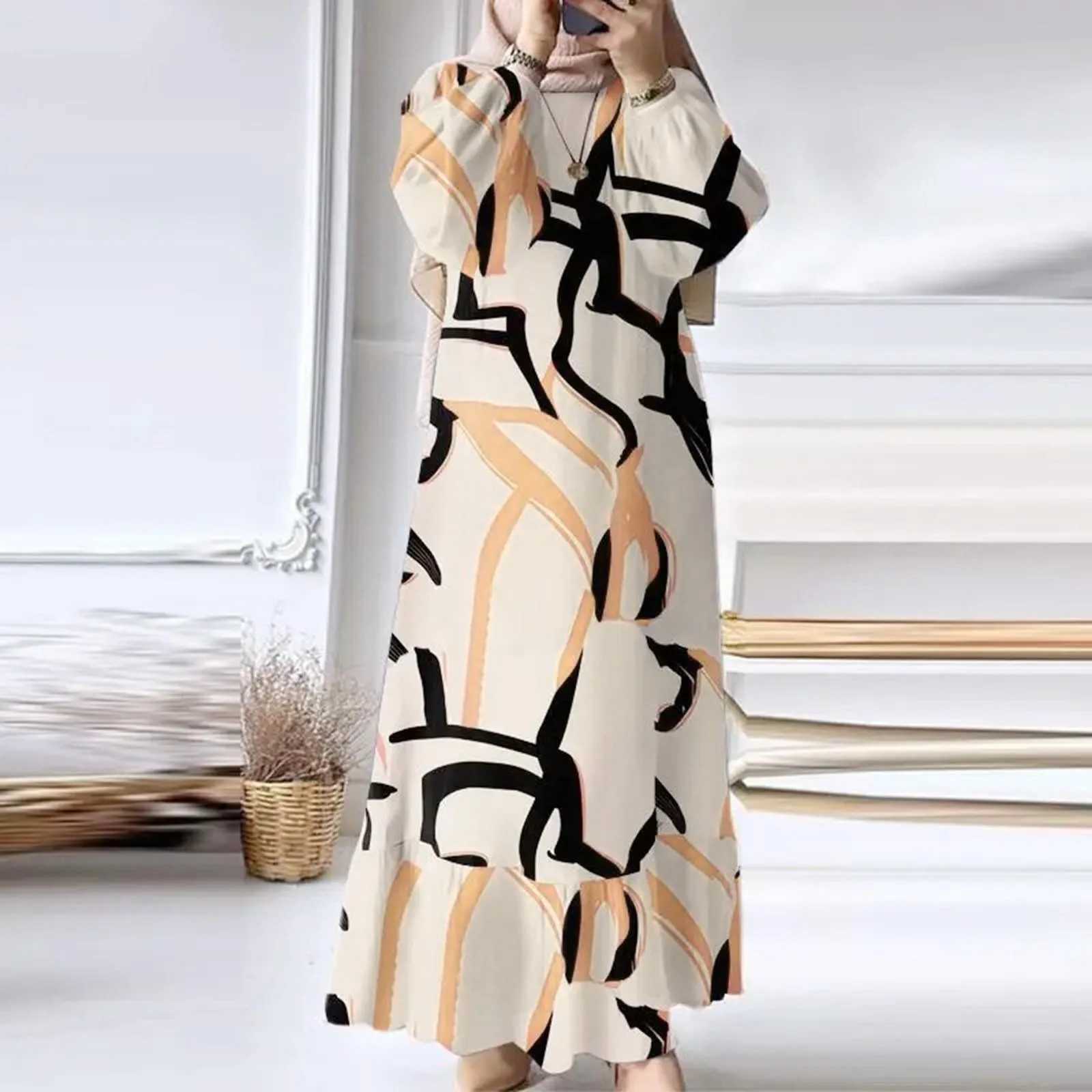 Eid Muslim Dress For Women Vintage Ruffle Hem Abaya Morocco Party Dresses Ramadan Lace Up Kaftan Islam Dubai Arab Long Robe 2024 X250514