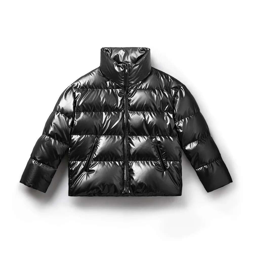 Maden Casual Shiny 90% White Duck Down Short Stand-Up Collar Warm Puffer Jacket For Women Fall And Winter Thickened Coat