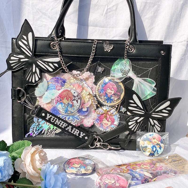 Y2K Labyrinth Butterfly Spider Web Letter Chain Handbags DIY Transparent Ita Lolita Gothic Tote Vintage Fashion Shoulder Bag