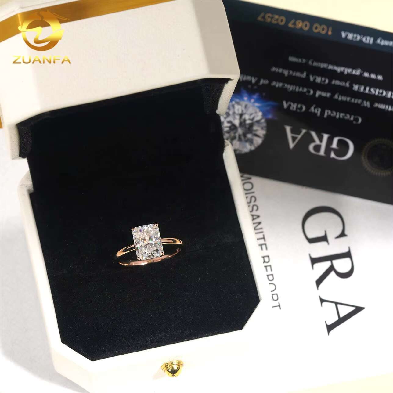Hand Made Radiant Cut 3CT 14k Gold Engagement Moissanite Diamond Women Luxury Wedding Rings
