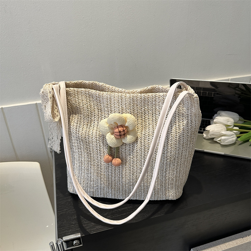 Free Delivery Designer Bag Large Capacity Fashion Gentle Temperament Straw Woven Scarf Shoulder 2025 Summer Underarm Tote Bag Luxury Bag