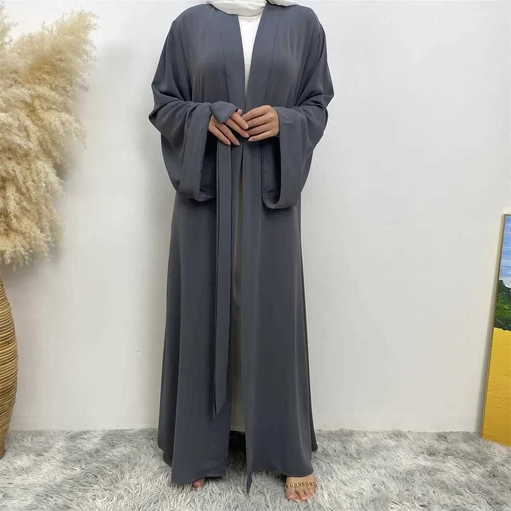 Eid Abaya Open Cardigan Muslim Women Long Slve Maxi Dress Turkey Kaftan Arab Gown Belt Kimono Dubai Ramadan Islam Arabic Robes X250514