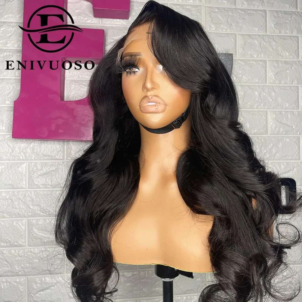 Body Wave 13X6 Frontal Wig Pre Plucked With Baby Hair Natural Hairline Long Wavy Synthetic Lace Front Wigs For Black Women
