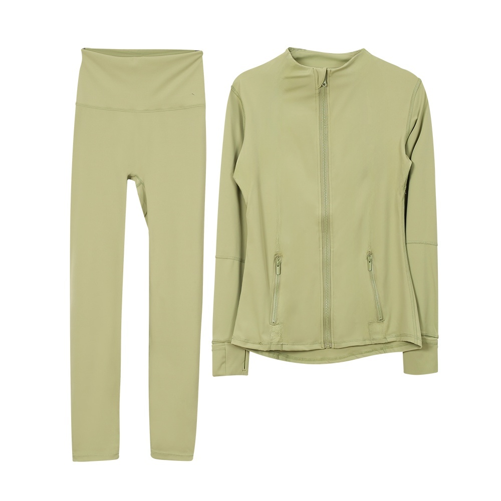 2025 womens yoga set spotes zippered cardigan long sleeved slim fit running fiess definition gym sports jacket Bell-bottom Suits Tracksuits Set design