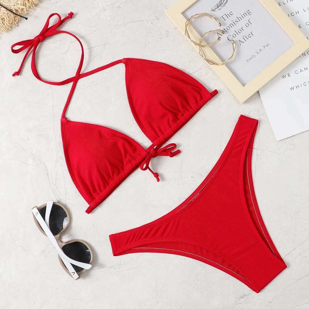2022 new sexy bikini suit solid color women's Beach swimsuit