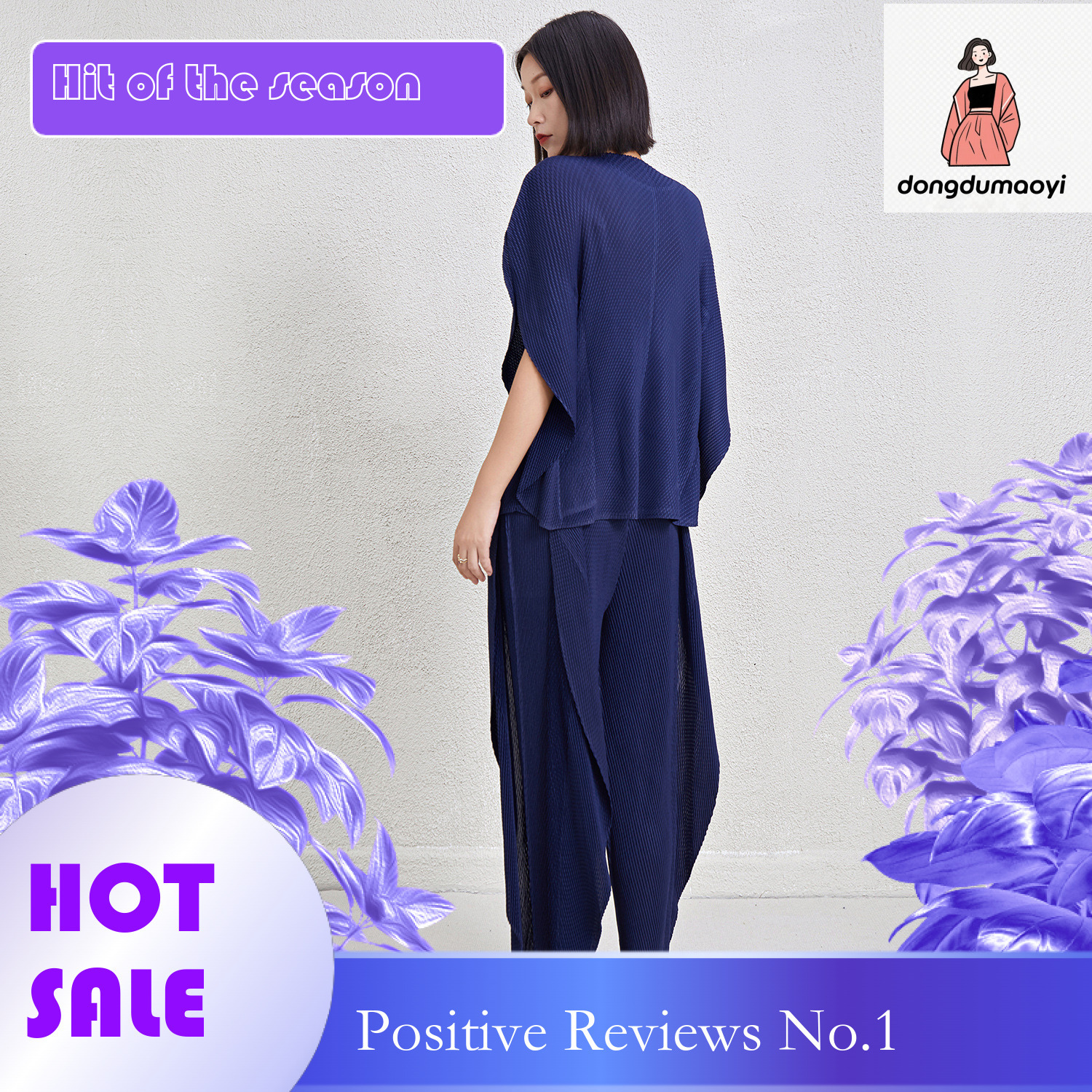 dongdumaoyi Miyake Fashion Life Simple Round Neck T-shirt 2025 Spring/Summer New Style Fish Scale Fold Loose Top Irregular Pants Cover
