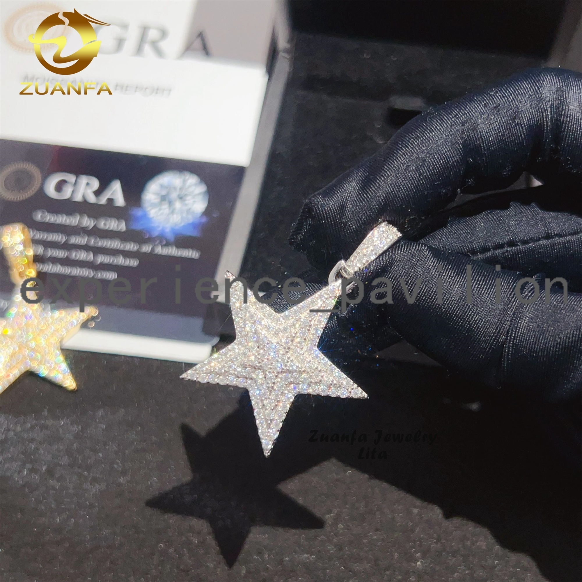 Wholesale Price High Quality Hip Hop Moissanite Diamond 925 Sterling Silver Iced Out Star Pendant