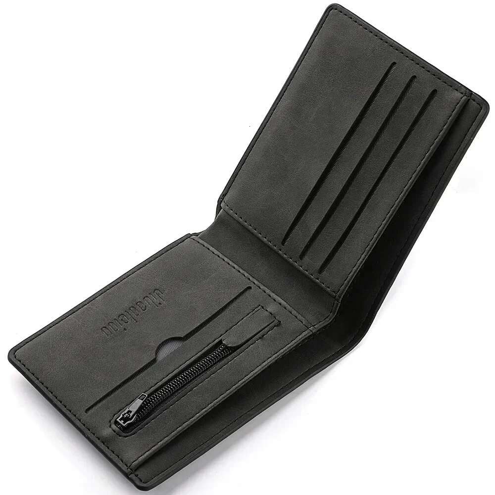 2025 New Men's Genuine PU Male Short Zipper Simple Soft Leather Light Money Clip Vintage Business Wallet Students