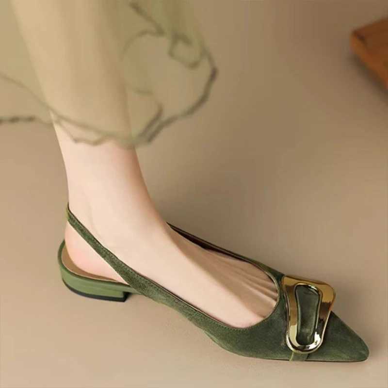 Suede Women Shoes Pointed Toe Fashion Sandals New Slingback Designer Dress Slippers Casual Slides Chaussure Femme W250514