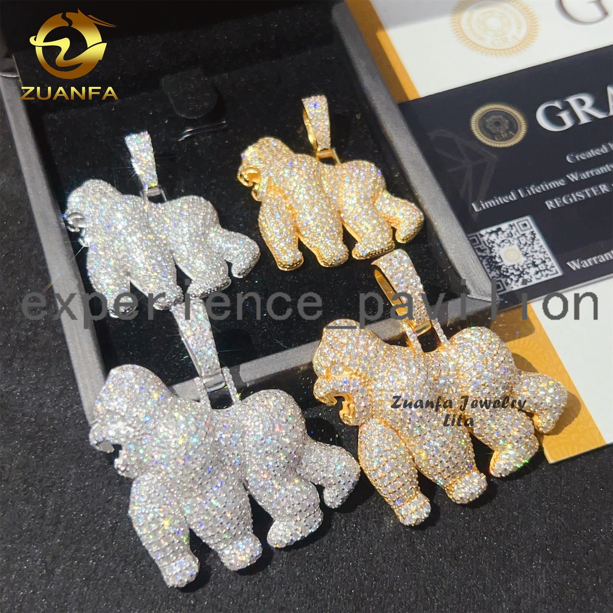 Personalized Custom Iced Out Top Quality 925 Sterling Silver VVS Moissanite Gorilla Hip Hop Pendant