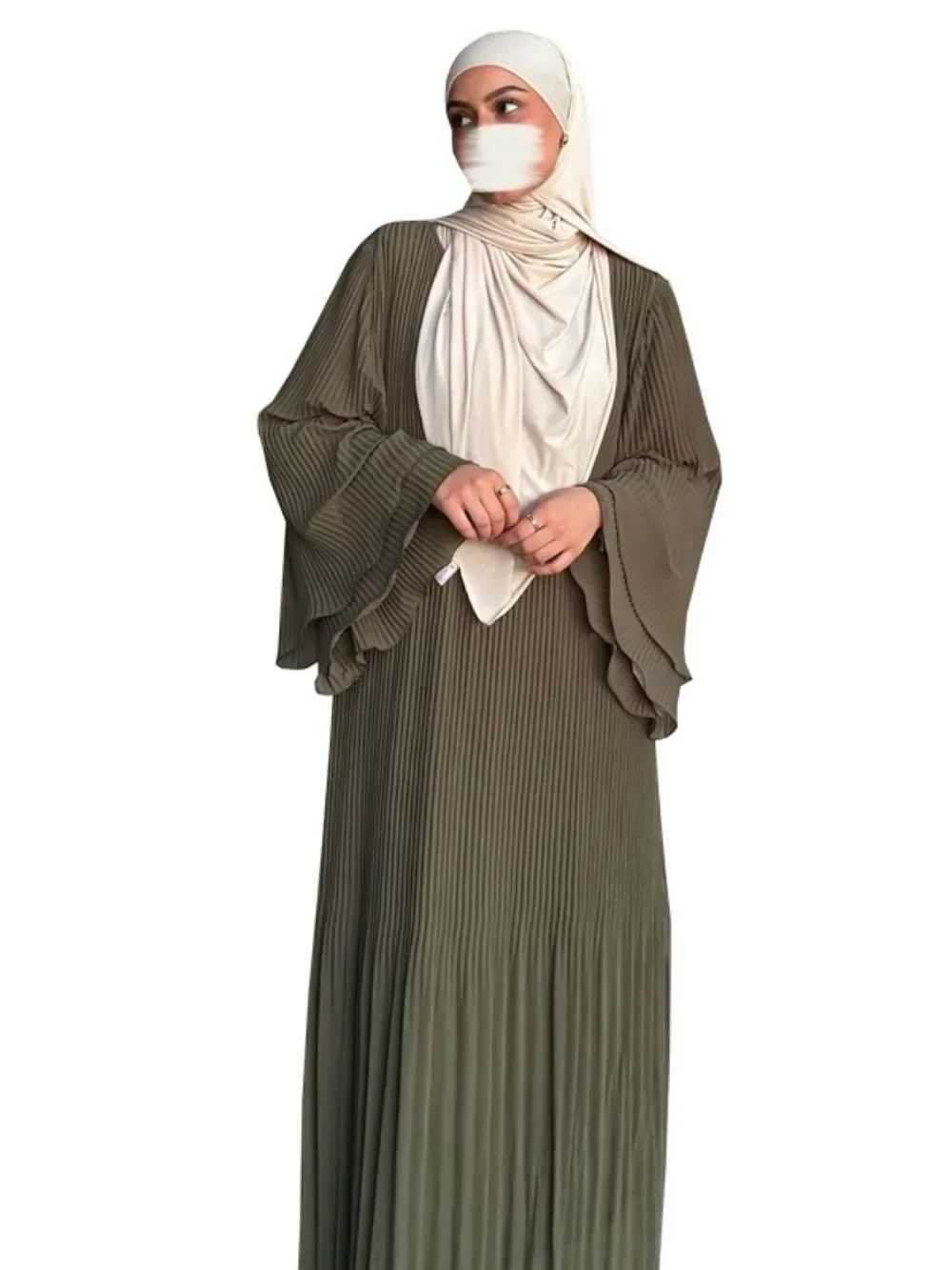 Eid Muslim Dress for Women Pleated Flare Slve Jalabiya Kaftan Islam Vestidos Arab Long Robe Ramadan Morocco Dubai Abayas 2024 X250514