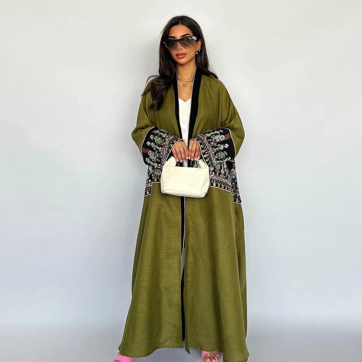 Embroidery Abayas Muslim Women Open Kimono Long Dress Kaftan Turkey Dubai Eid Ramadan Mubarak Islamic Cloth Jalabiya Caftan Robe X250514