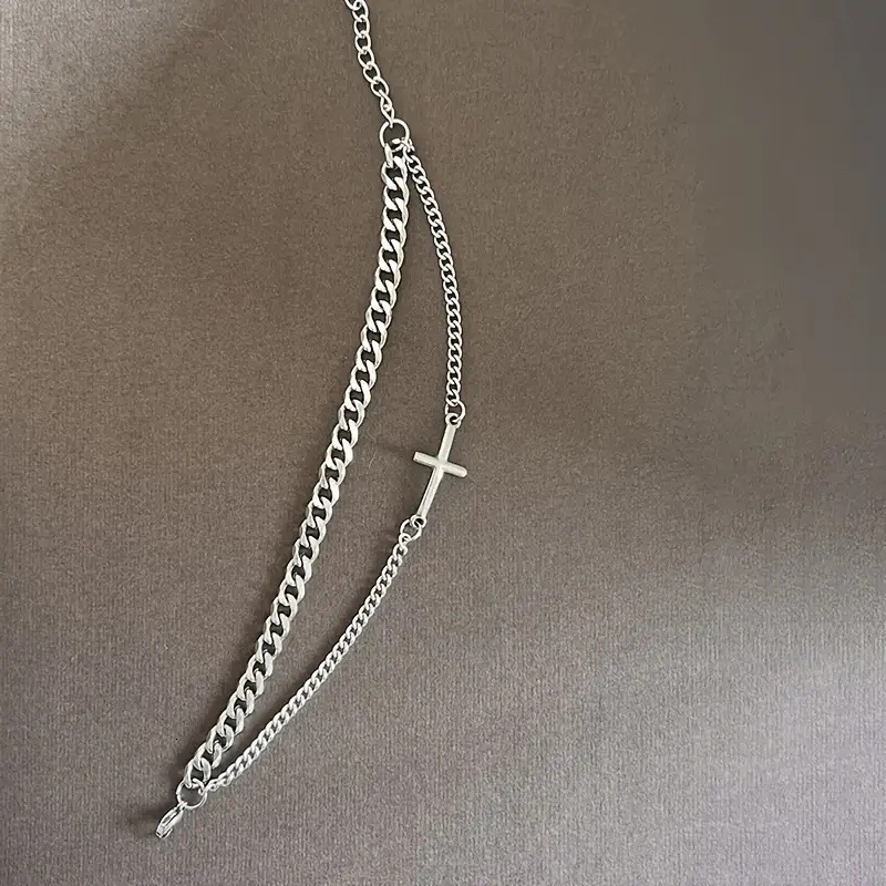 Jewelry Metal Cuban Chain Cross Double layer Men's Bracelet Fashion Versatile Handpiece