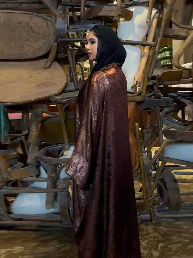 Ramadan Shiny Satin Open Kimono Abaya Dubai Luxury 2025 Muslim Kaftan Dress Abayas For Women Islam Clothing Robe Femme Musulmane X250514