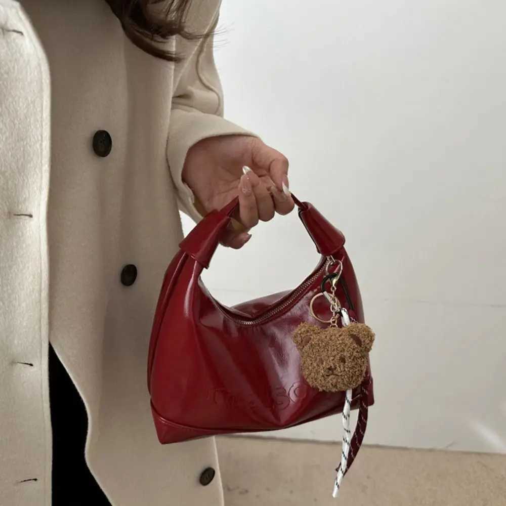 Zipper Bost Crossbody Bag Korean Style Solid Color PU Leather Shoder Bag with Pendant Dumpling Bag Wens Handbag Lady Z250514
