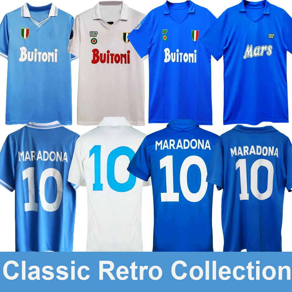 Napoli Retro Soccer Jerseys 86 87 88 89 90 Maradona Vintage jerseys Careca Zola Cavani Coppa Italia SSC Naples Calcio Football home away match shirt Men kids retro kit