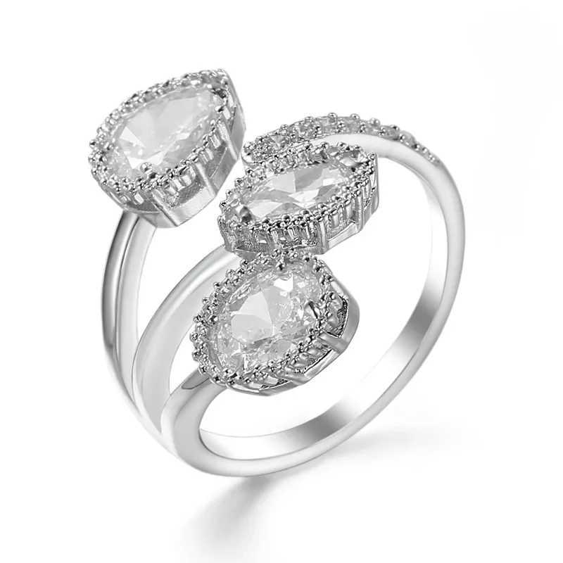Fashion 925 Sterling Silver Multi-Layer Clear Black CZ Zircon Rings for Women Anillos Geometric Stackable Resizable Rings BagueXJ250514