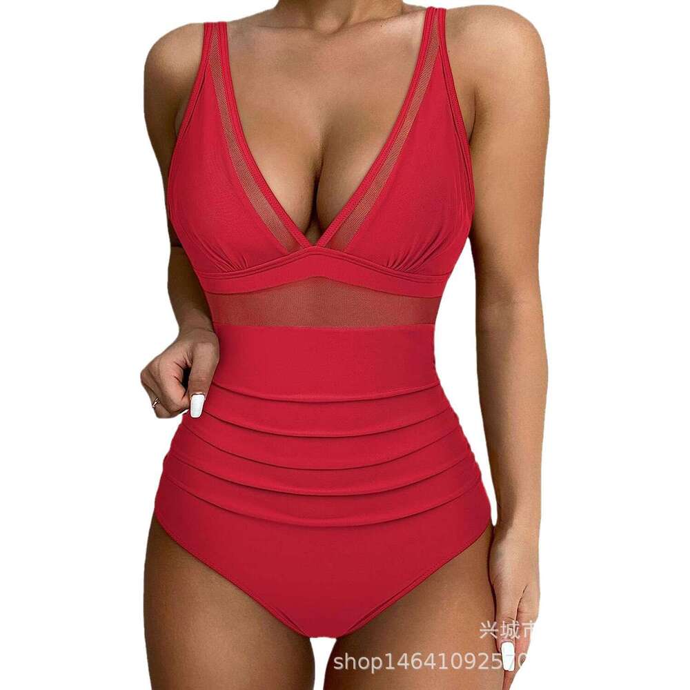 New European American high waisted one-piece women's tight fitting and sexy hollow out popular swimsuit, 2025 new casual fashion trend clothing