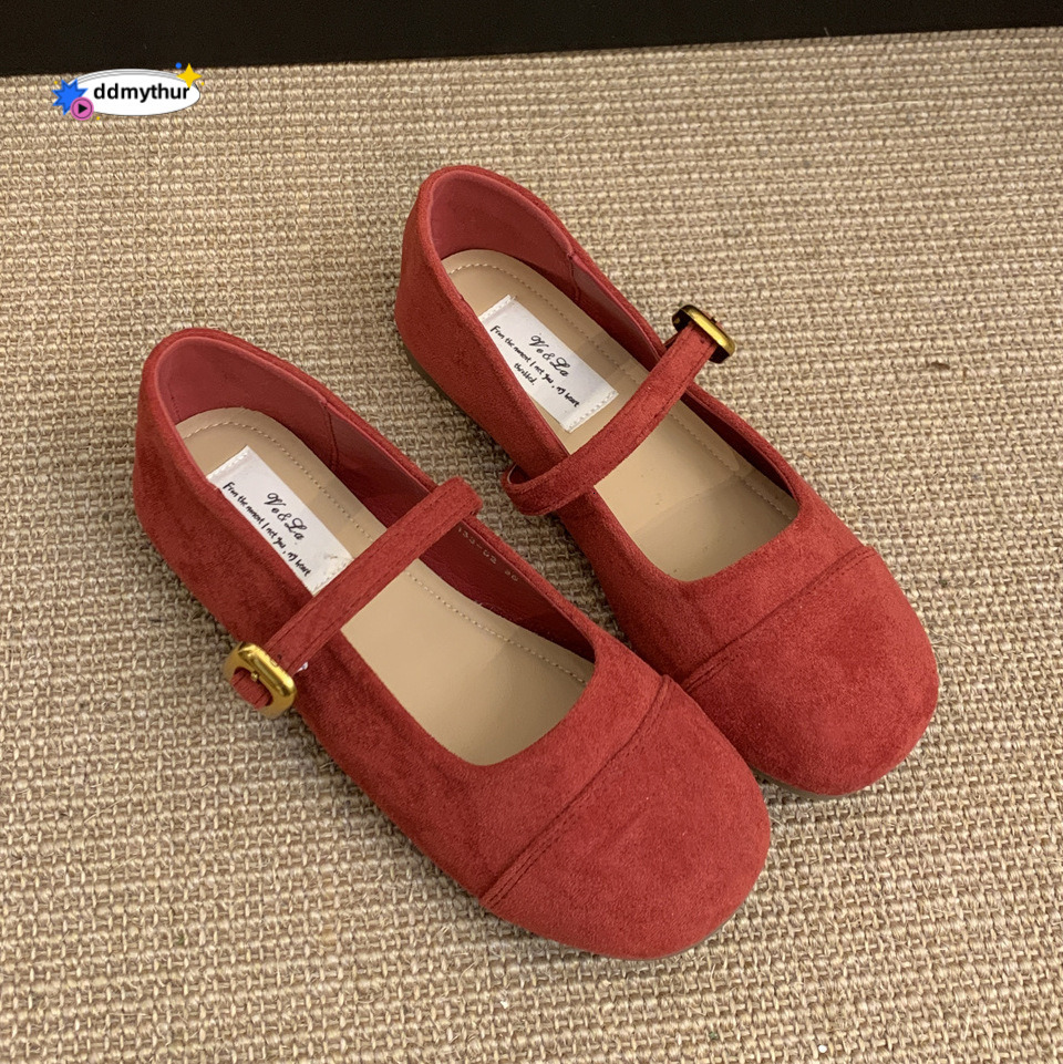 Shallow mouth single shoe women 2025 Spring and Autumn new style French gentle fairy suede Mary Jane flat bean shoes ddmythur