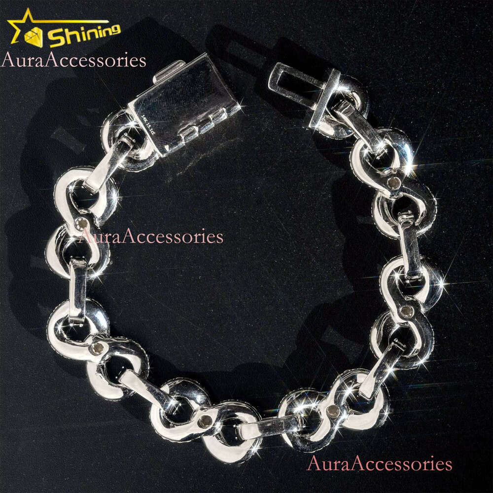 Fine Jewelry 13MM Bracelets D VVS Lab Dia Cuban Link Chain Iced Out Sier Moissanite Infinity Bracelet