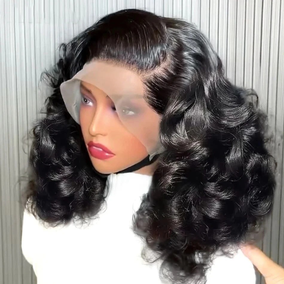 200% Density 13x4 Natural 1B Body Wave HD Transparent Lace wigs Brazilian Virgin Hair Frontal Wigs Pre plucked Wigs Synthetic Front wigs For Women