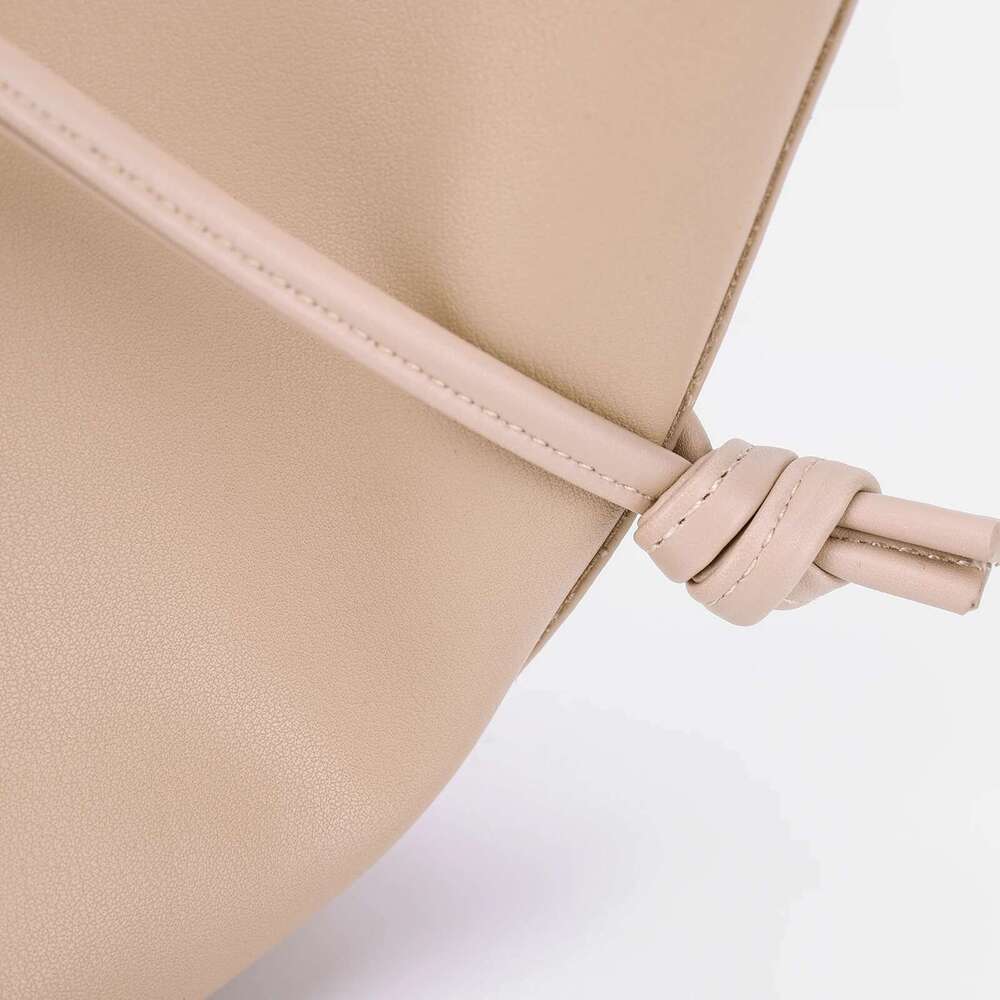 Women Casual Satchel Solid Color PU Drawstring Fashion Hobo Bag Detachable Shoulder Strap For Outdoor Travel